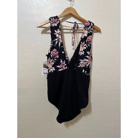 Tropical Floral Deep V neck Once Piece Swimsuit size XL Cheeky High Leg Travel - Picture 6 of 14